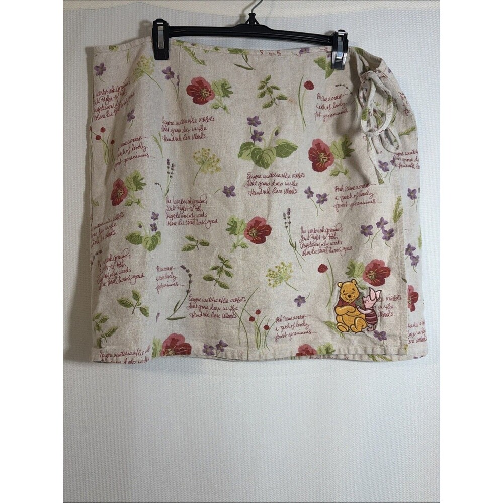 Disney Store Winnie the Pooh Floral Wrap Skirt Vintage Beige Linen 20”